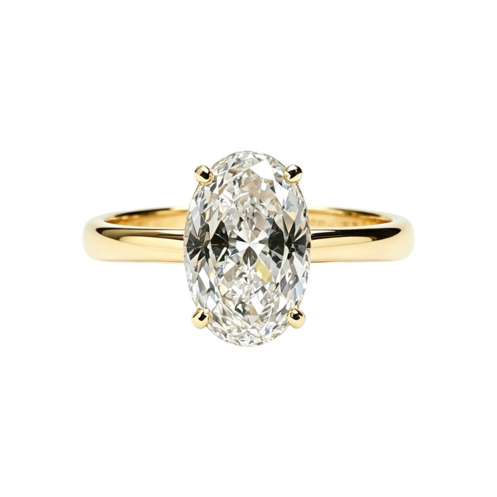 14K Gold Oval Solitaire Ring - livson&vicky diamond rings