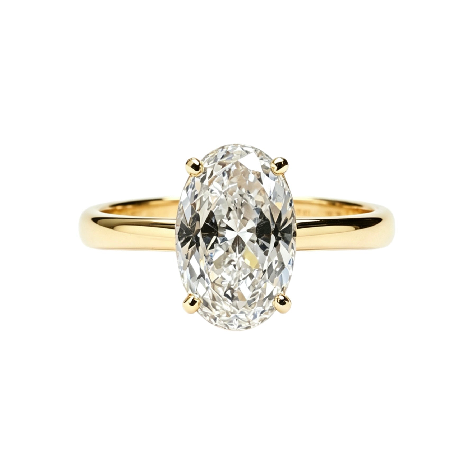 14K Gold Oval Solitaire Ring - livson&vicky diamond rings