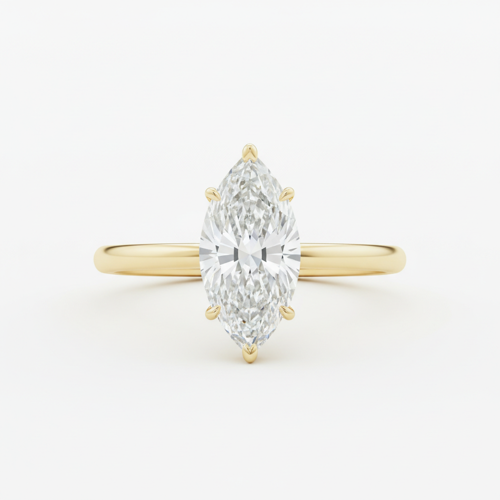 伯爵夫人 14K黄金3克拉马眼形培育钻石戒指