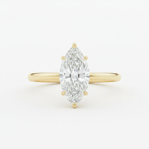 伯爵夫人 14K黄金3克拉马眼形培育钻石戒指