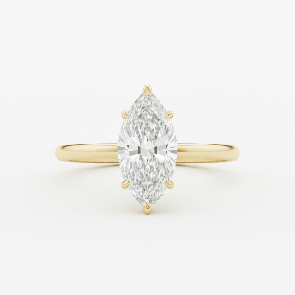 The Marquise — 14K Yellow Gold 3ct Lab Diamond Marquise Ring | E VS1 IGI Certified | Livson & Vicky - livson&vicky diamond rings