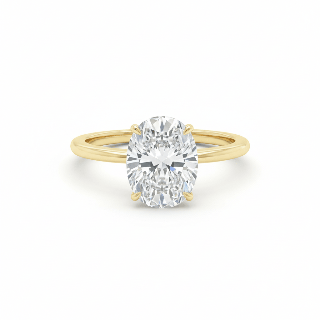 The Oval — 14K Yellow Gold 3ct Lab Diamond Oval Ring | E VS1 IGI Certified | Livson & Vicky - livson&vicky diamond rings