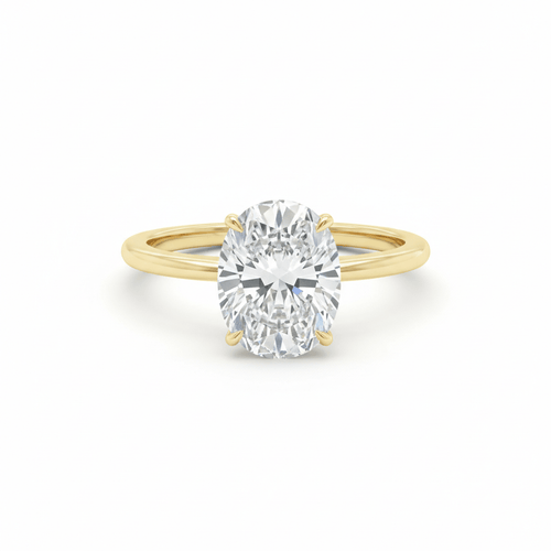 The Oval — 14K Yellow Gold 3ct Lab Diamond Oval Ring | E VS1 IGI Certified | Livson & Vicky - livson&vicky diamond rings